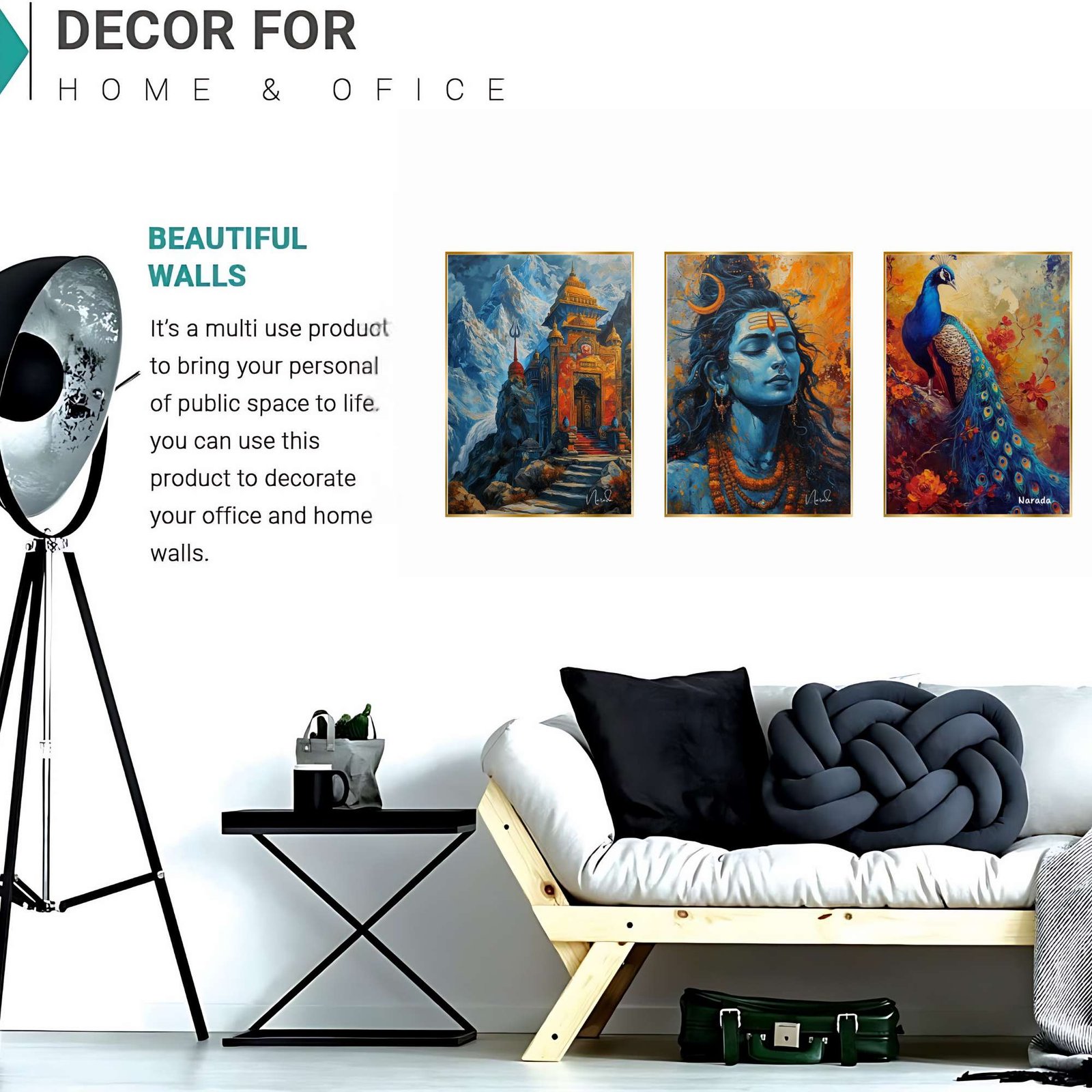 Set of Three Wall Paintings for Wall Dacoration Golden Framed Wall Paintings for Living Room & Bedroom Wall Art for Home Decoration & Office Wall Décor (24x18 inch CH-GD3-8) - Image 3